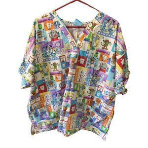 HQ Scrub Womens Size 3XL Scrub Top Shirt Short Sleeve Medical Nurse Dentist